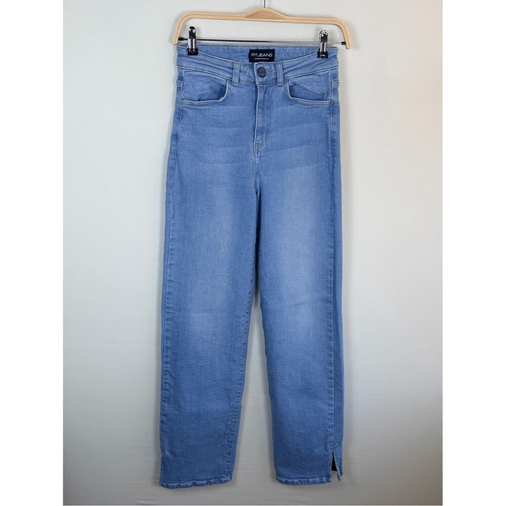 FITJEANS High Rise Straight Leg Jeans Slit Hem Small
